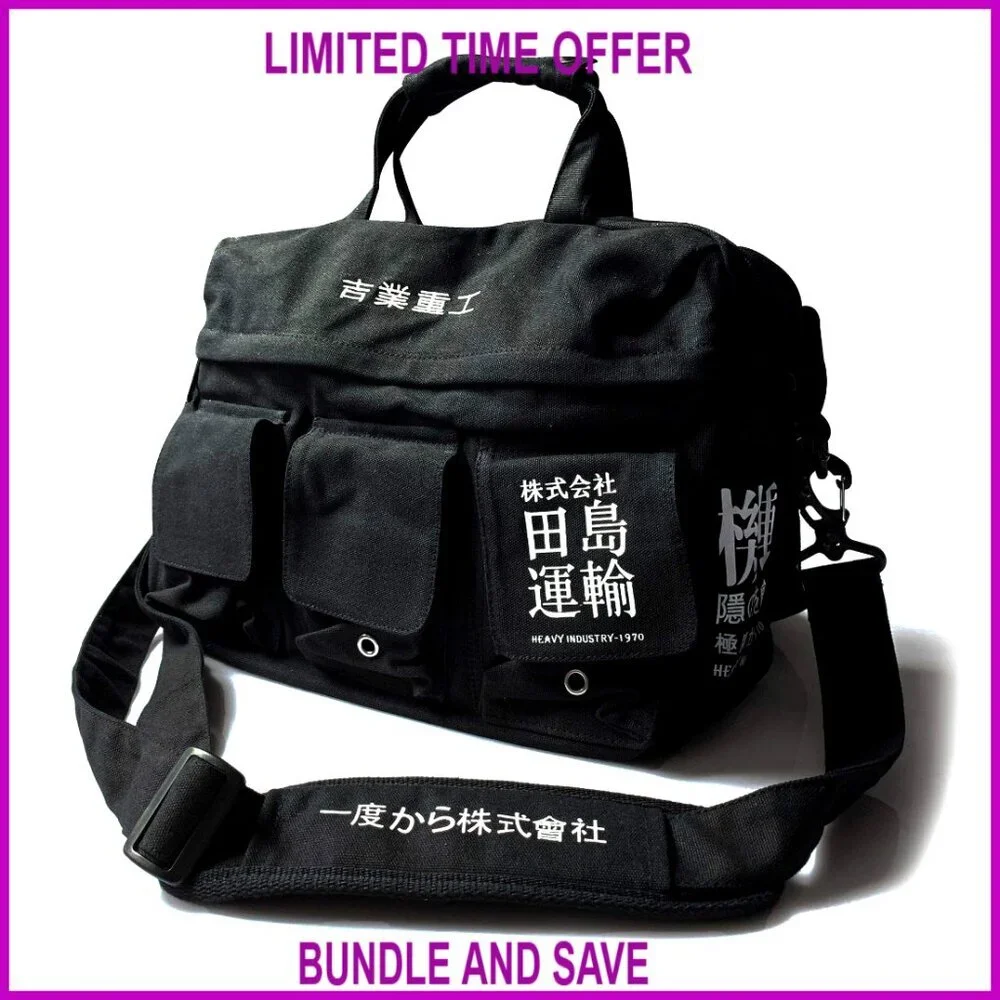 Canvas Messenger Bag with Adjustable Crossbody Strap